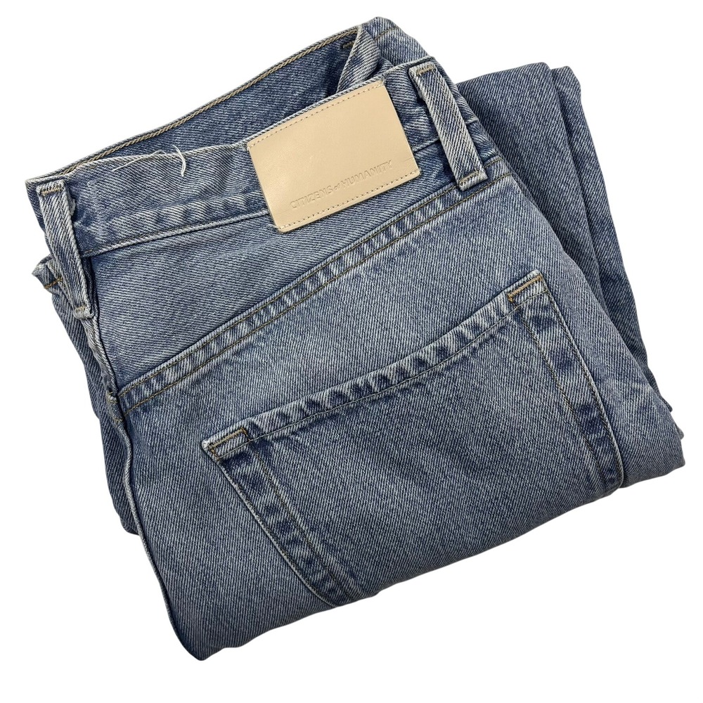 COH Dahlia Bow Leg Baby Roll Jeans Women's 27 (Fits 30x25) Button Fly Barrel